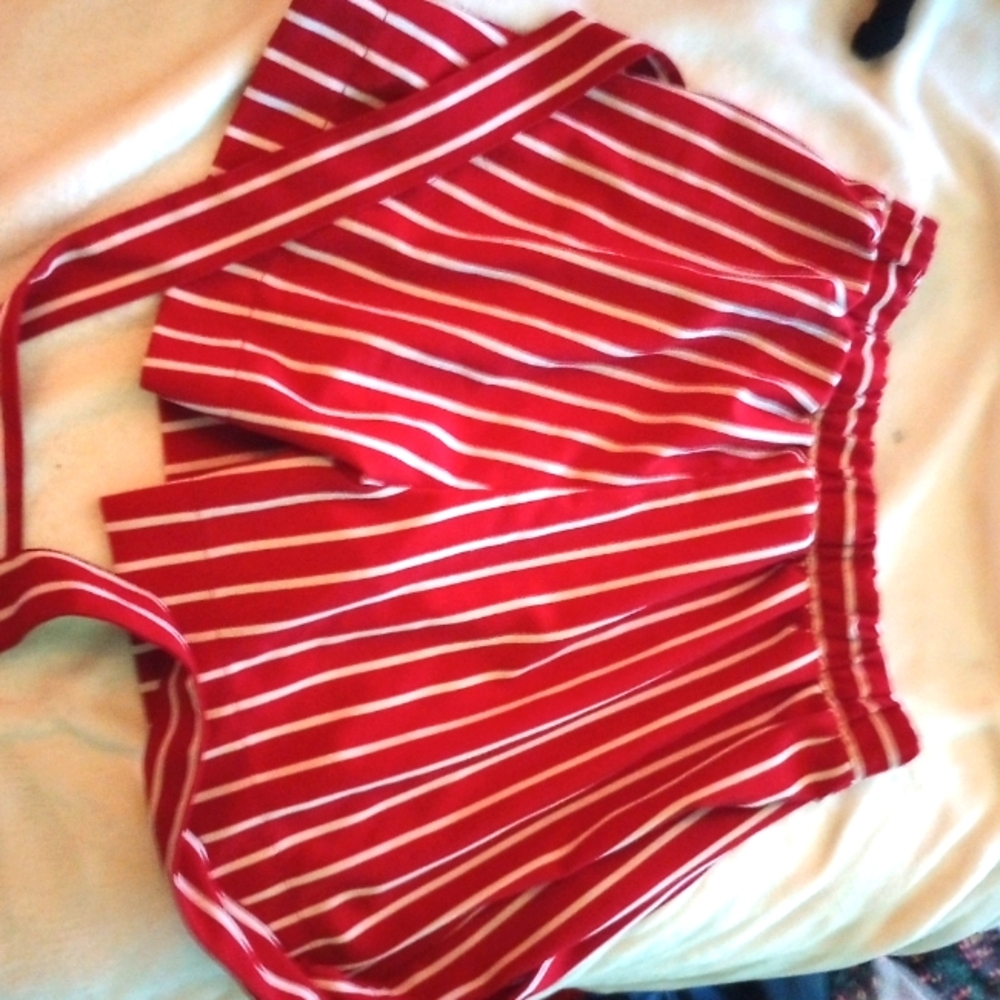 Red and white striped soft shorts